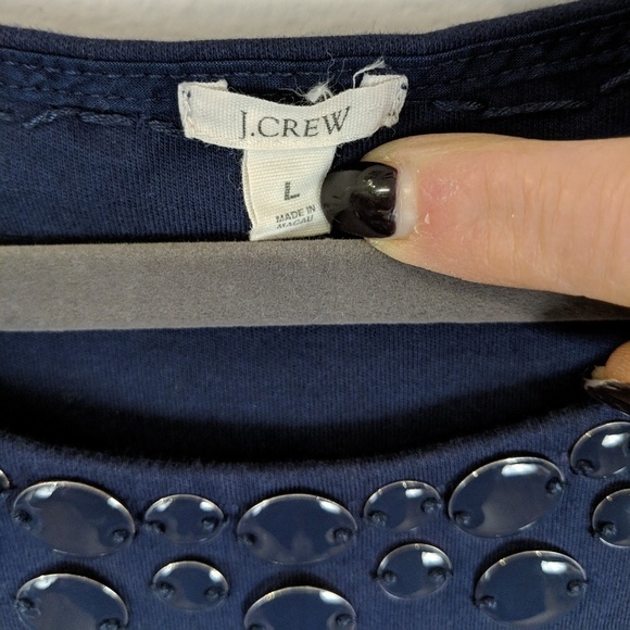 J. Crew Womens Embellished Sleeveless Shift Dress Size L Pockets Blue Career - Picture 3 of 5